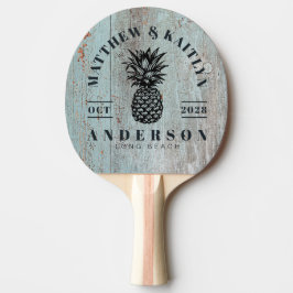 Raquete De Ping Pong Cumeeira de Casamento de Abacaxi Tropical em Madei