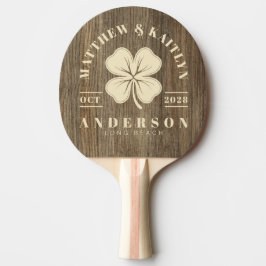 Raquete De Ping Pong Cumeeira de Casamento Irish Clover de Madeira de H