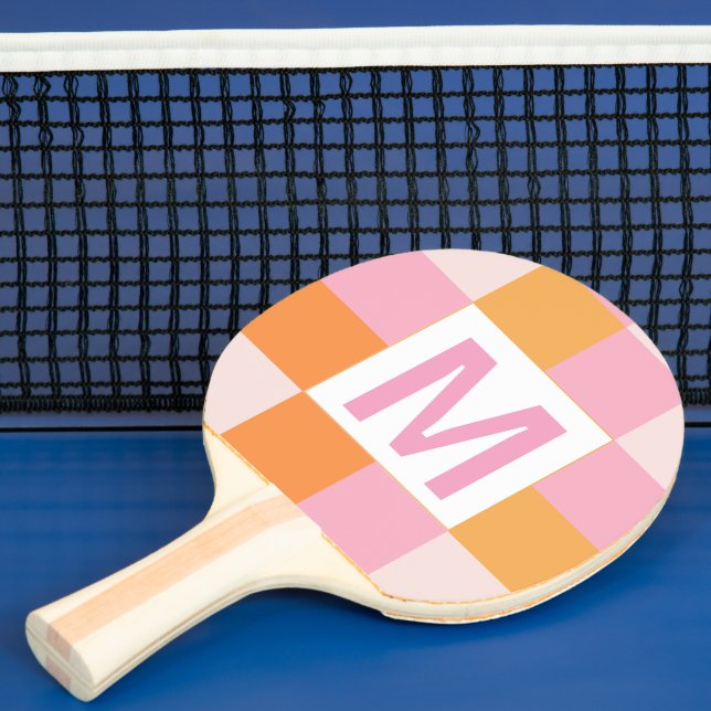Raquete De Ping Pong Custom monogram Elegant pink geometric pattern  (Insitu)
