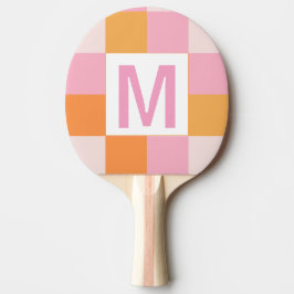 Raquete De Ping Pong Custom monogram Elegant pink geometric pattern 