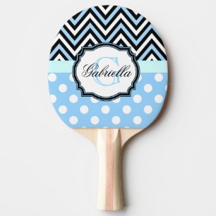 Raquete De Ping Pong Cute Blue Dots and Stripes