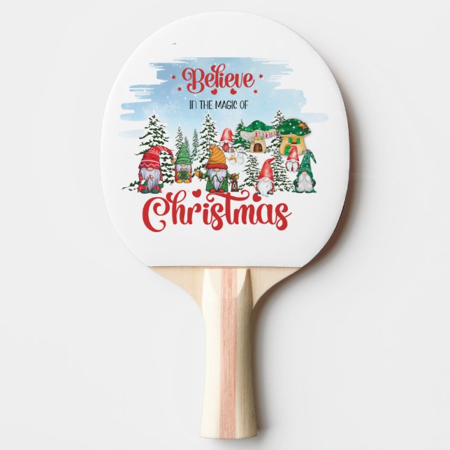 Raquete De Ping Pong Cute Gnome Celebrating Christmas Holiday (Frente)