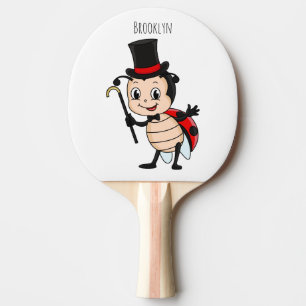 Raquete De Ping Pong Cute ladybug with top hat and tie cartoon