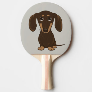 Raquete De Ping Pong Dachshund de Chocolate Bonito  Cachorro-Desenho