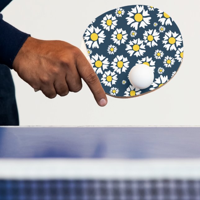 Raquete De Ping Pong Daisy Pattern, Floral Pattern, White Daisies (Insitu)