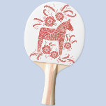 Raquete De Ping Pong Dala Horse Red and White FolArt<br><div class="desc">Um tradicional design de arte folclórica de Dala Horse em vermelho e branco.</div>
