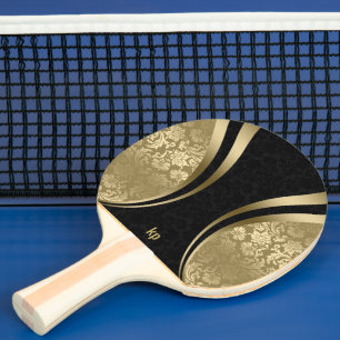 Raquete De Ping Pong Damáscaras Dinâmicas Pretas e Douradas