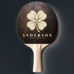 Raquete De Ping Pong Dark Chopping Block Four Leaf Clover with Name<br><div class="desc">Dark Chopping Block Four Leaf Clover with Name Ping Pong Paddle brings a lively touch of charm and good fortune to every match, blending a bold chopping block inspired pattern with the timeless symbol of the four leaf clover for a look that feels both distinctive and playful. The design carries...</div>