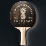 Raquete De Ping Pong Dark Chopping Block Tropical Pineapple Wedding<br><div class="desc">Dark Chopping Block Tropical Pineapple Wedding Ping Pong Paddle brings a vibrant island inspired spirit to every match, blending a rich chopping block style pattern with a cheerful tropical pineapple wedding theme that symbolizes warmth, hospitality, and celebration. The design feels festive and inviting, giving the paddle a distinctive presence during...</div>