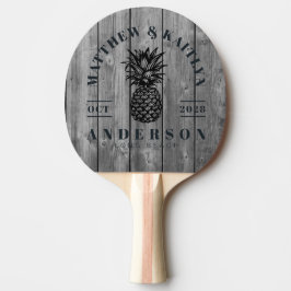 Raquete De Ping Pong Dark Clean Gray Tropical Pineapple Wedding Crest