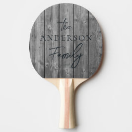 Raquete De Ping Pong Dark Clean Gray Wood Hand Written Family Name