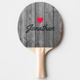Raquete De Ping Pong Dark Clean Gray Wood Vintage Heart Signature