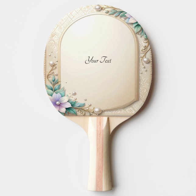 Raquete De Ping Pong Decorative Floral Frame Ping Pong Paddle (Frente)