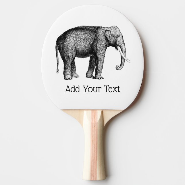 Raquete De Ping Pong Desenho de Elefante Vintage (Frente)