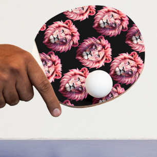 Raquete De Ping Pong Desenho de padrão de animal com cabeça de leão ros