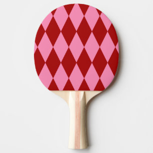 Raquete De Ping Pong Desenho Xadrez Arlequim Rosa Vermelho