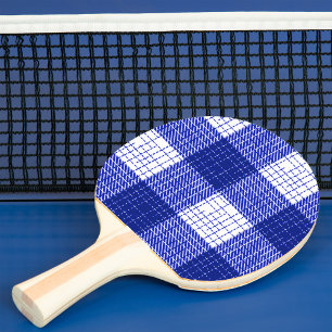 Raquete De Ping Pong Desenho Xadrez Bold Azul e Branco