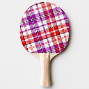 Raquete De Ping Pong Desenho Xadrez Escocês Listras Roxo Branco Vermelh