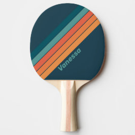 Raquete De Ping Pong Deserto Cactus Nascer do Sol Listrado com Nome