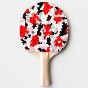 Raquete De Ping Pong Design abstrato do Camo Branco Preto Vermelho