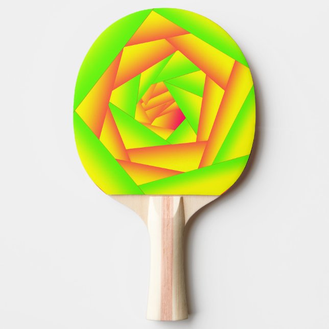 Raquete De Ping Pong Design Abstrato do Ombro Amarelo Laranja Verde Cit (Frente)