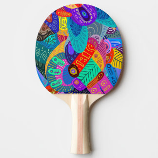 Raquete De Ping Pong Design abstrato super divertido e colorido