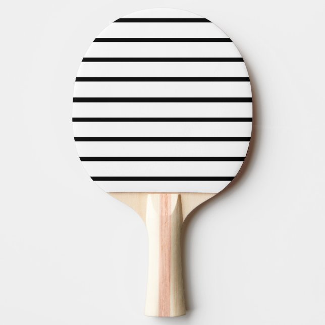 Raquete De Ping Pong Design das faixas brancas e pretas (Frente)