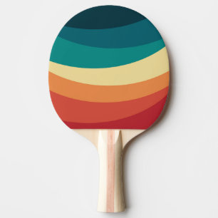 Raquete De Ping Pong Design de curvas coloridas de estilo retrógrado