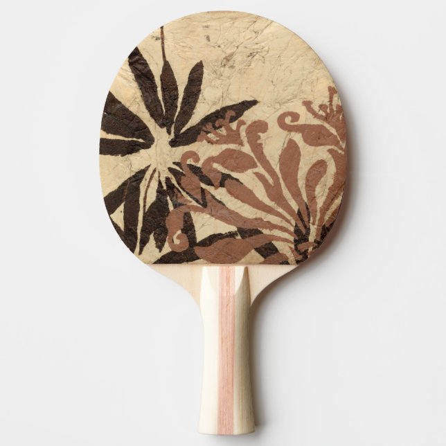 Raquete De Ping Pong Design de Estêncil Floral com Folhas de Tawny (Frente)