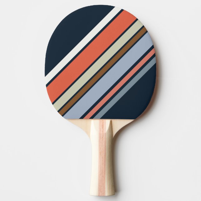 Raquete De Ping Pong Design de faixas de estilo retrô diagonal (Frente)