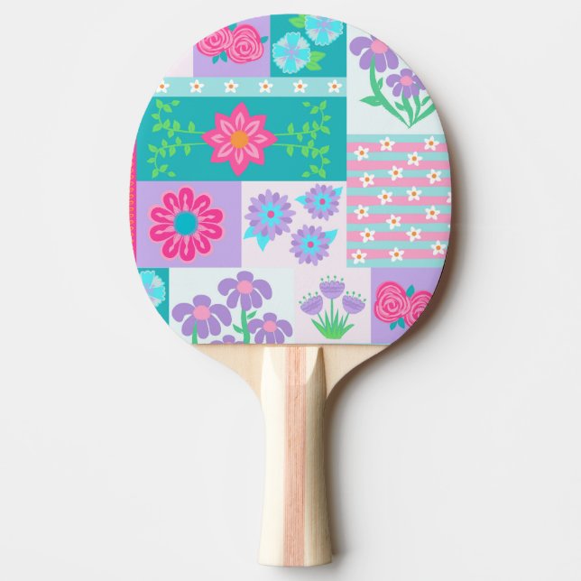 Raquete De Ping Pong Design de Flores Vibrantes em Flor (Frente)