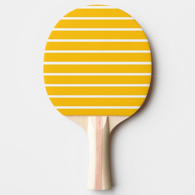 Raquete De Ping Pong Design de Listras Amarelas e Brancas (Frente)