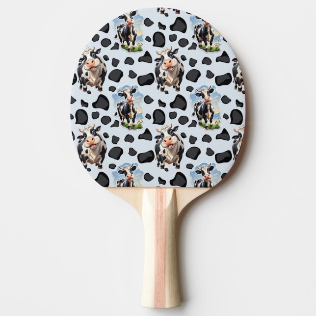 Raquete De Ping Pong Design de padrão animal de vaca (Frente)