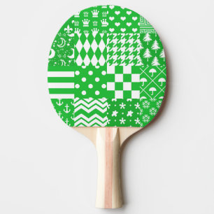 Raquete De Ping Pong Design de patch de Padrões de mistos brancos verd