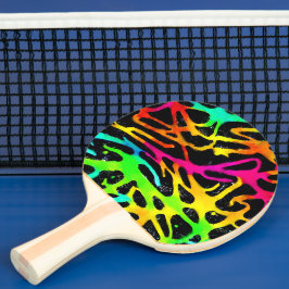 Raquete De Ping Pong Design de pintura colorida com néon