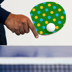 Raquete De Ping Pong Design de Pontos Polka Amarelo Verde Preto