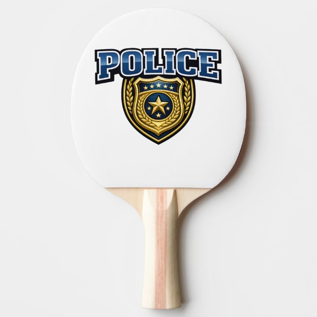 Raquete De Ping Pong Design de Texto em Negrito de Insígnia da Polícia (Frente)