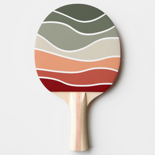 Raquete De Ping Pong Design do estilo retrô verde e vermelho (Frente)