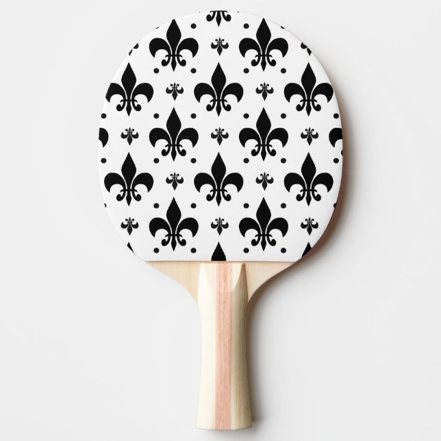 Raquete De Ping Pong Design do padrão Fleur-de-lis de fundo branco (Frente)