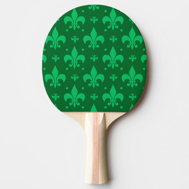 Raquete De Ping Pong Design do padrão Fleur-de-lis verde (Frente)