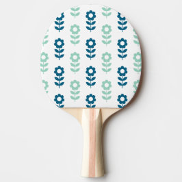 Raquete De Ping Pong Design Fofo Feminino Flores de Margarida em Azul T