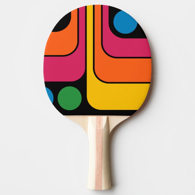 Raquete De Ping Pong Design Geométrico Estilo Retro Mod Anos 70 (Frente)