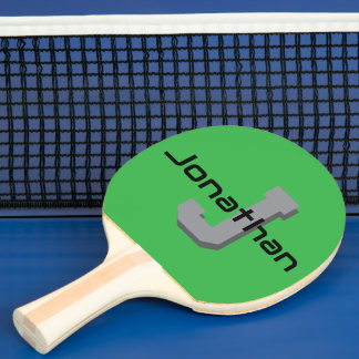 Raquete De Ping Pong Design Inicial Personalizado com Monograma Verde