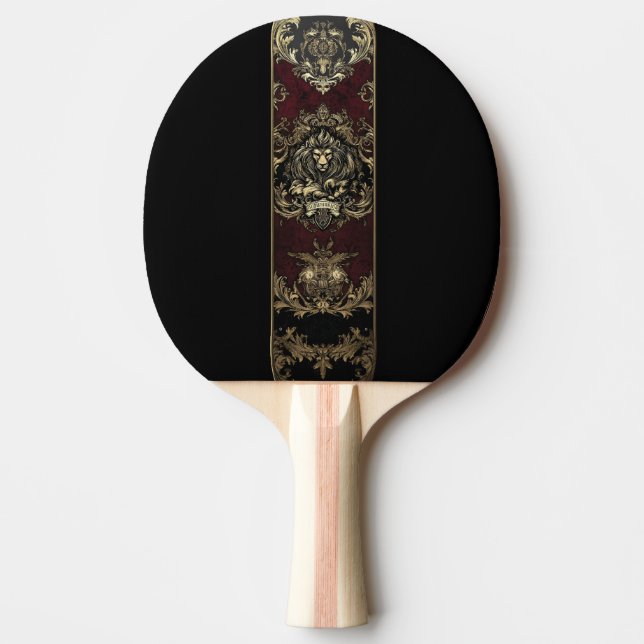 Raquete De Ping Pong Design Lion Dourada ornamentado (Frente)