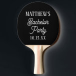 Raquete De Ping Pong Despedida de Casamento por Tipografia Moderna do P<br><div class="desc">Esta moderna tipografia,  pá preto e branco,  é um elegante favor de casamento que você pode dar às caras,  incluindo seus padrinhos de casamento,  como presente da sua despedida de solteiro. Ou apenas faça um para você mesmo! Personalize com o nome e a data da sua escolha.</div>