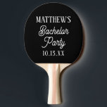 Raquete De Ping Pong Despedida de Casamento por Tipografia Moderna do P<br><div class="desc">Esta moderna tipografia,  pá preto e branco,  é um elegante favor de casamento que você pode dar às caras,  incluindo seus padrinhos de casamento,  como presente da sua despedida de solteiro. Ou apenas faça um para você mesmo! Personalize com o nome e a data da sua escolha.</div>