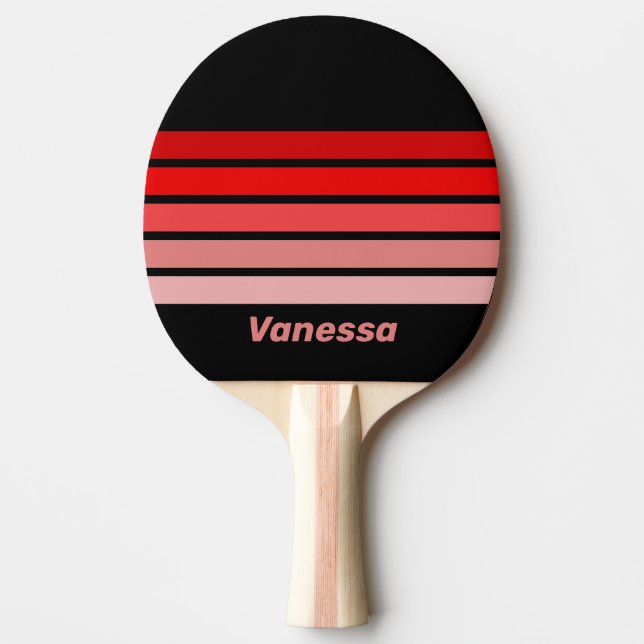 Raquete De Ping Pong Desvanecer Carmesim Através da Faixa com Nome (Frente)