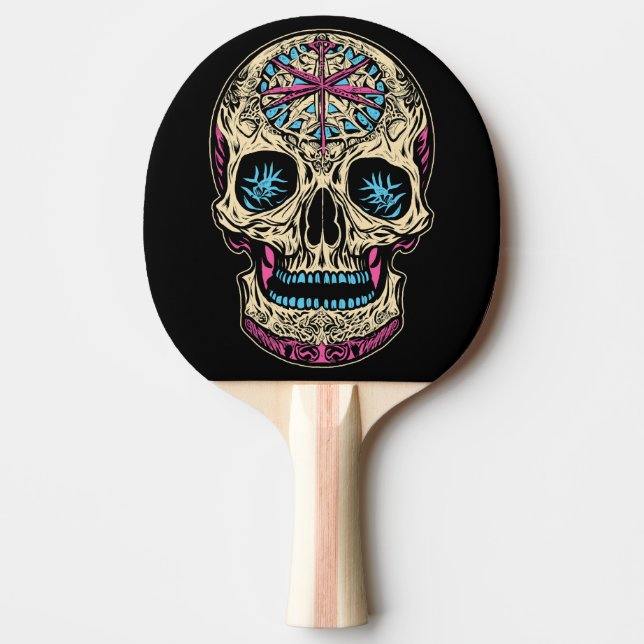 Raquete De Ping Pong Dia De Los Muertos Sugar Skull (Frente)