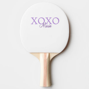 Raquete De Ping Pong Dia de os namorados Xoxo adicione nome pastel roxo