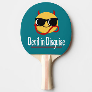 Raquete De Ping Pong Diabo disfarçado Emoji Hot Trendy Branca Engraça